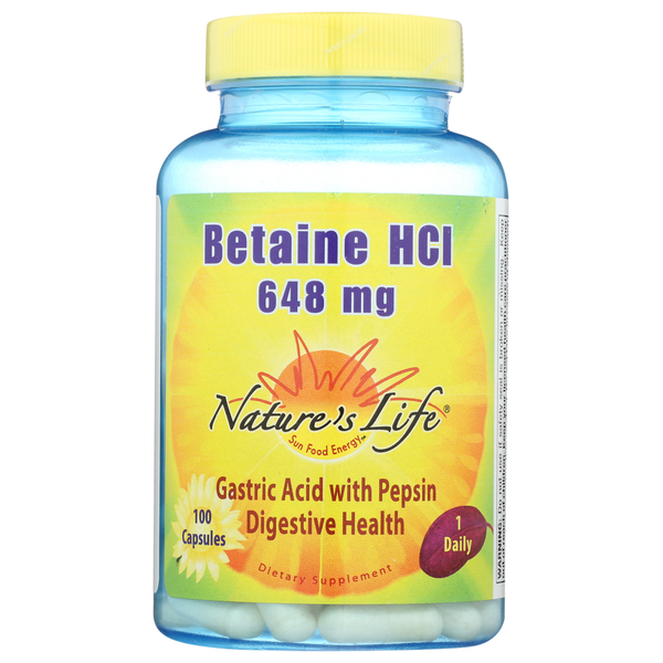 Digestive Aids/Enzymes/Cleanses Nature's Life Betaine Hcl, 648 Mg hero