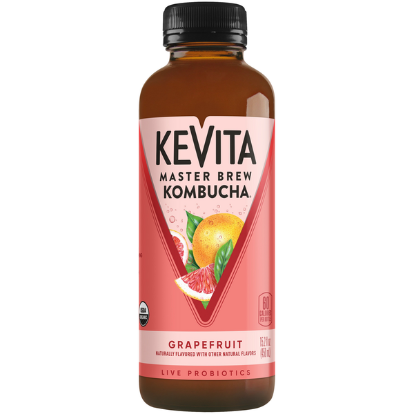 Refrigerated KeVita Master Brew Kombucha Grapefruit Live Probiotic Drink hero