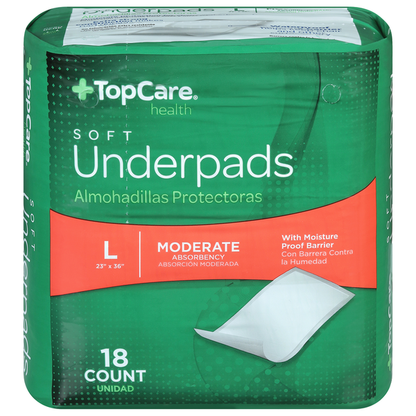 Feminine Care TopCare Underpads, Moderate Absorbency, Soft, Large hero