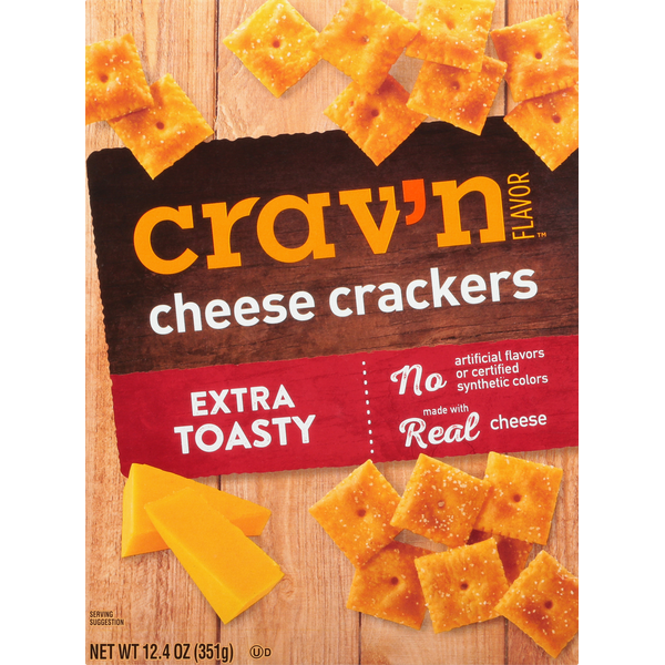 Crackers Crav'n Flavor Cheese Crackers, Extra Toasty hero