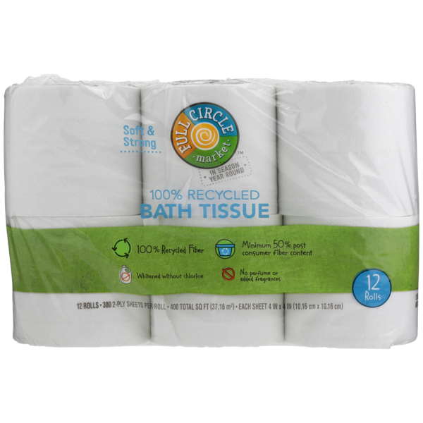 Paper Goods Full Circle Soft & Strong 100% Recycled Bath Tissue Rolls hero