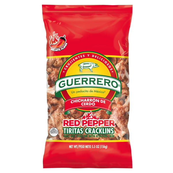 Prepared Meals Guerrero Red Pepper Tiritas Cracklins Fried Out Pork Fat with Attached Skin hero