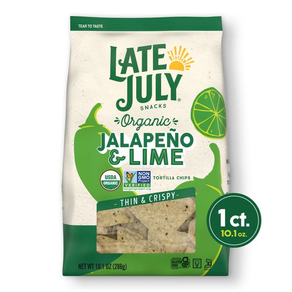 Chips & Pretzels Late July Jalapeno & Lime Tortilla Chips hero