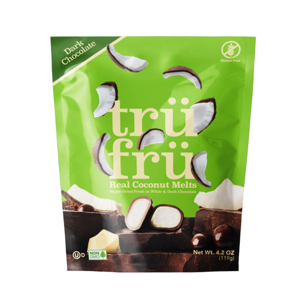 Candy & Chocolate Tru Fru Real Coconut Melts Hyper-Dried Fresh in Dark & White Chocolate hero