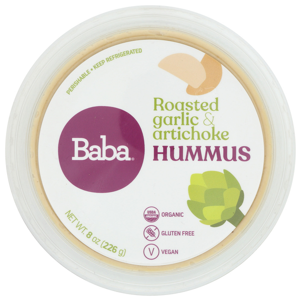 Fresh Dips & Tapenades Baba Small Batch Organic Hummus - Roasted Garlic & Artichoke hero