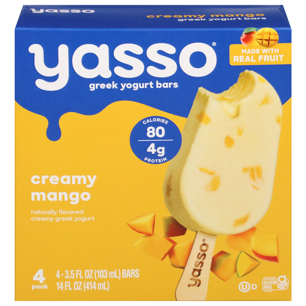 Frozen Dessert Yasso Yogurt Bars, Creamy Mango, Greek, 4 Pack hero