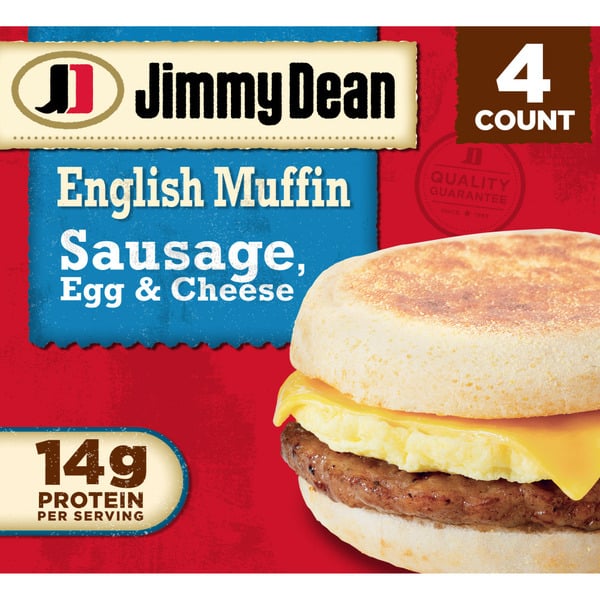 Frozen Breakfast Jimmy Dean Sausage, Egg & Cheese English Muffin Sandwiches hero