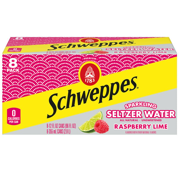 Water, Seltzer & Sparkling Water Schweppes Raspberry Lime Sparkling Water Beverage hero