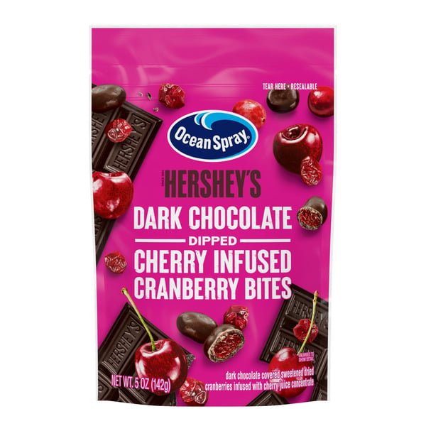 Fresh Fruits Ocean Spray Dark Chocolate Dipped Dried Cranberries With Cherry Flavor hero