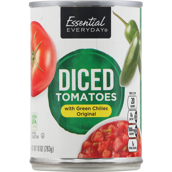 Canned & Jarred Vegetables Essential Everyday Tomatoes with Green Chilies Original, Diced hero