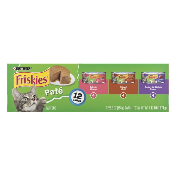 Wet Cat Food Purina Friskies Pate Wet Cat Food Pate Salmon Dinner, Turkey and Giblets and Mixed Grill hero