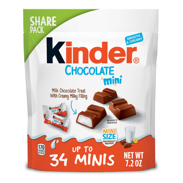 Kinder Chocolate Milk Chocolate Bar Minis with Creamy Milky Filling, Individually Wrapped Candy hero