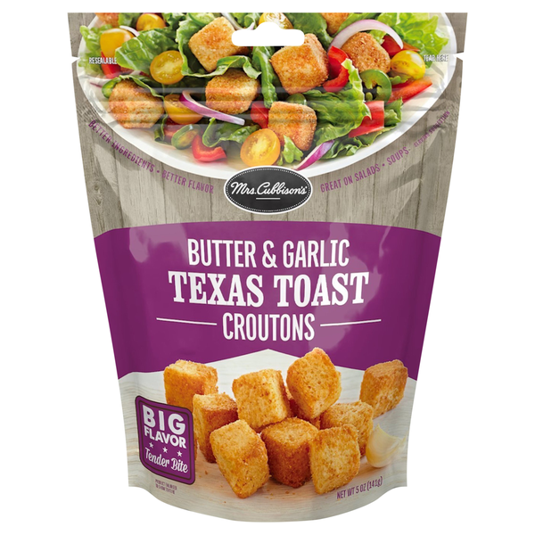 Salad Dressing & Toppings Mrs. Cubbison's Croutons, Butter & Garlic, Texas Toast hero