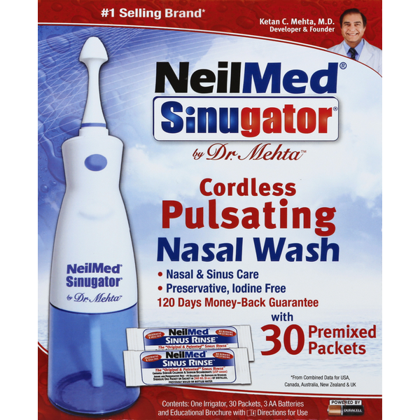 First Aid NeilMed Pulsating Nasal Wash, Cordless, with Premixed Packets hero