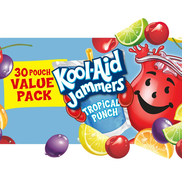 Juice & Nectars Kool-Aid Jammers Tropical Punch Flavored Kids 0% Juice Drink Pouches Value Pack hero