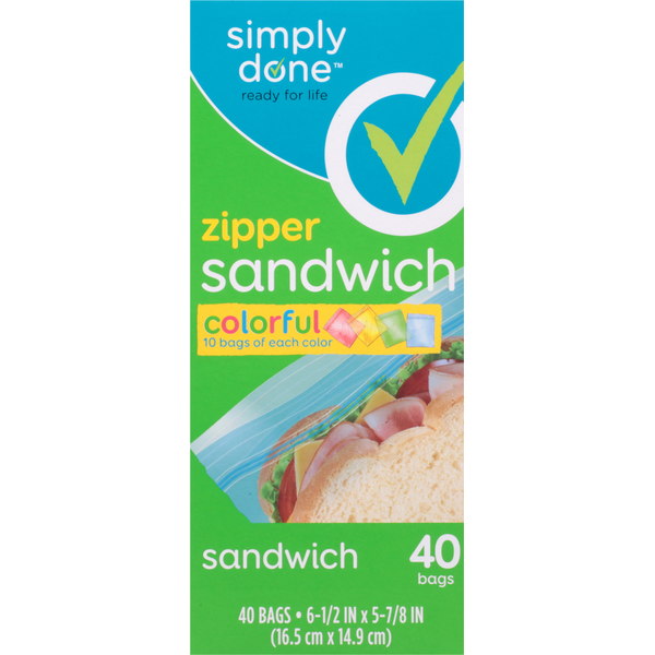 Food Storage Simply Done Sandwich Bags, Zipper, Colorful hero