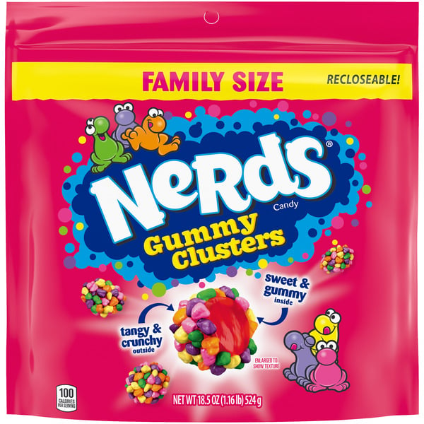 Candy, Chocolate & Gum NERDS Gummy Clusters Candy, Rainbow, Resealable 18.5 Ounce Bag hero