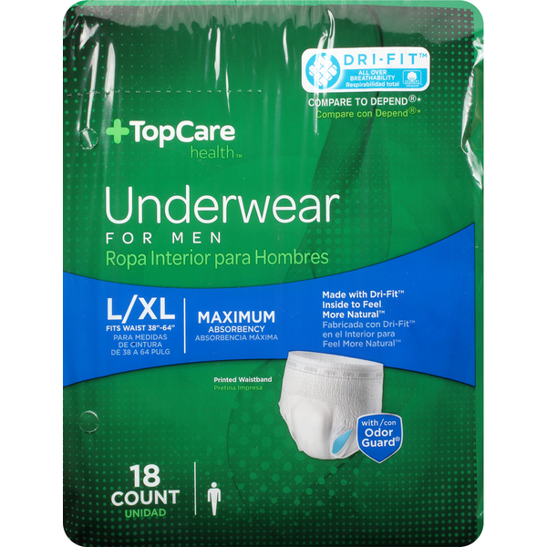 Digestion TopCare Underwear, Maximum Absorbency, Large/Extra Large, for Men hero