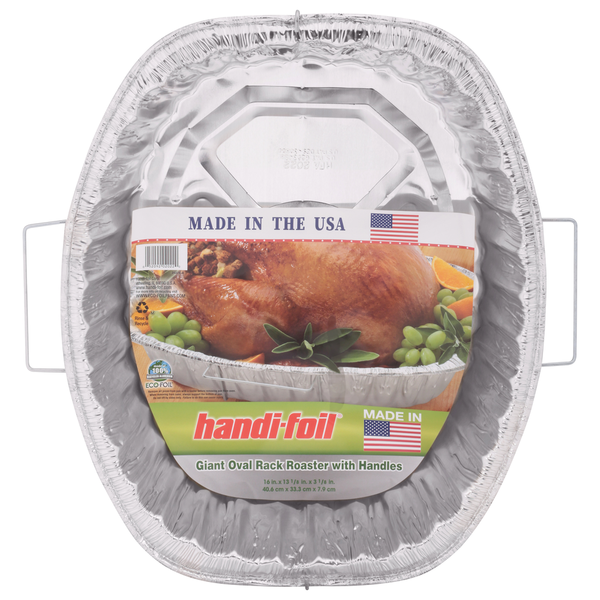 Kitchen Supplies Handi-foil Rack Roaster Pan with Handles, Oval, Giant hero