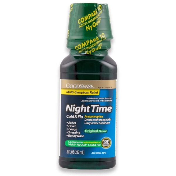 Cold, Flu & Allergy Good Sense Night Time Cold & Flu Liquid Syrup Relief hero