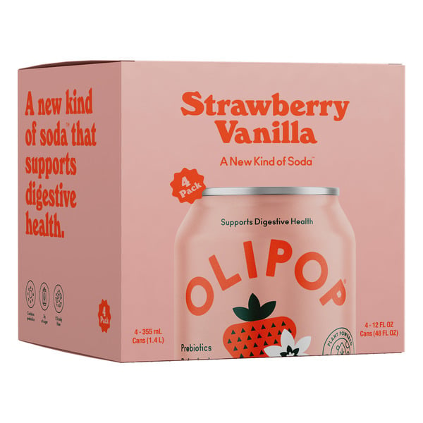 Refrigerated OLIPOP Prebiotic Soda, Strawberry Vanilla hero