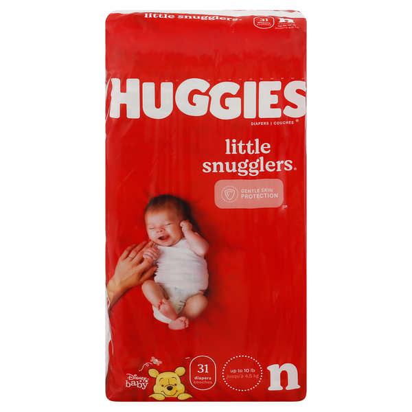 Diapers & Wipes Huggies Little Snugglers Baby Diapers, Size Newborn (up to 10 lbs) hero