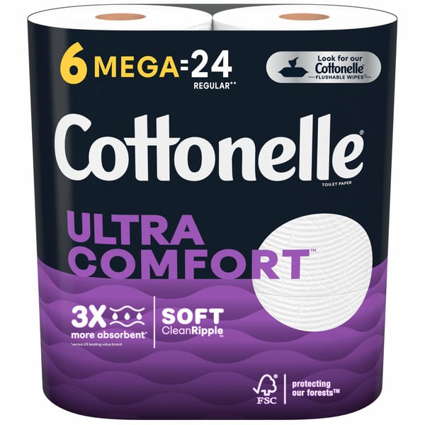 Paper Goods Cottonelle Ultra Comfort Toilet Paper, Strong Toilet Tissue, Mega Rolls hero