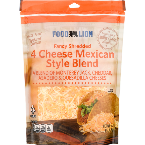 Packaged Cheese Food Lion Natural Fancy Shredded 4 Cheese Mexican Blend Cheese hero