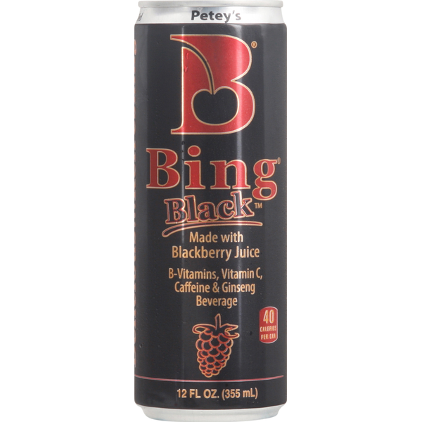 Refrigerated Petey's BING Beverage, Made with Blackberry Juice hero