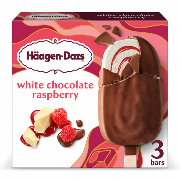 Frozen Dessert & Novelties Haagen-Dazs White Chocolate Raspberry Ice Cream Bars hero