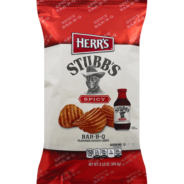 Chips & Pretzels Herr's Potato Chips, Bar-B-Q Flavored, Spicy hero