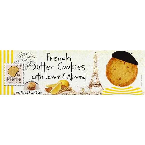 Cookies & Cakes Pierre Biscuiterie Butter Cookies, French, with Lemon & Almond hero