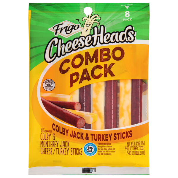 Packaged Cheese Frigo Cheese & Turkey Sticks, Colby & Monterey Jack, 8 Pack, Combo Pack hero