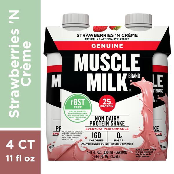 Protein & Meal Replacements MUSCLE MILK Protein Shake, Non-Dairy, Strawberries 'n Creme hero