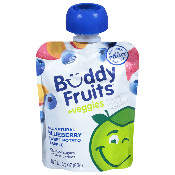 Canned Fruit & Applesauce Buddy Fruits Blended Fruits & Vegetables, +Veggies, Blueberry Sweet Potato & Apple hero