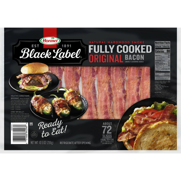 Hot Dogs, Bacon & Sausage Hormel Black Label Fully Cooked Bacon hero