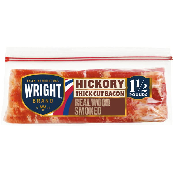 Bacon & Breakfast Meat Wright Hickory Real Wood Smoked Thick Cut Bacon hero