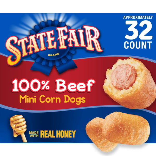 Frozen Meat & Seafood State Fair Beef Mini Corn Dogs with Honey Sweetened Batter, Frozen hero