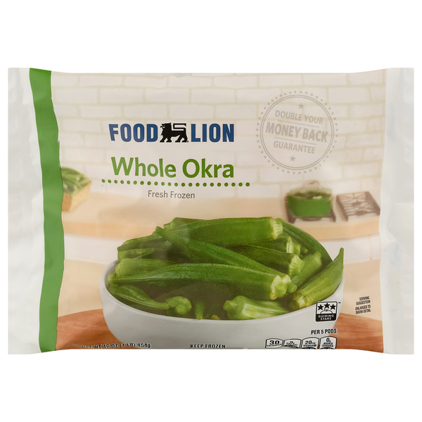 Vegetables, Vegan, & Vegetarian Food Lion Whole Okra Fresh Frozen  Non-GMO hero