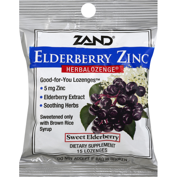 Vitamins & Supplements Zand Lozenges, Elderberry Zinc, Black Elderberry Flavor hero