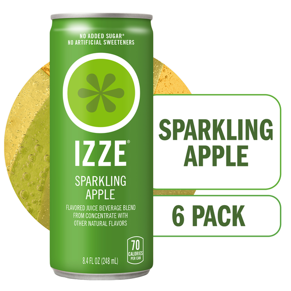 Juice & Nectars IZZE Sparkling Juice Beverage Blend, Apple, No Sugar Added, 8.4 FL OZ, 6 Cans hero