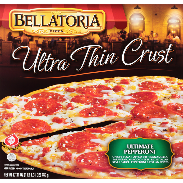 Frozen Pizza Bellatoria Pizza, Ultra Thin Crust, Ultimate Pepperoni hero