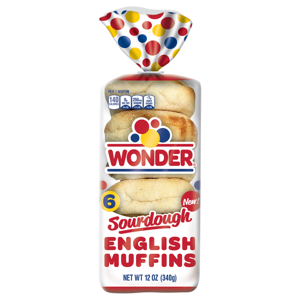 Breakfast Bakery Wonder Bread English Muffins, Sourdough hero