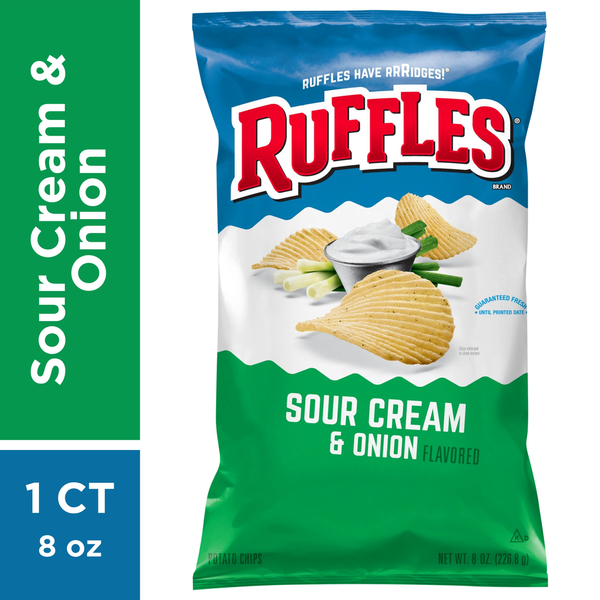 Chips & Pretzels Ruffles Potato Chips, Sour Cream & Onion Flavored hero