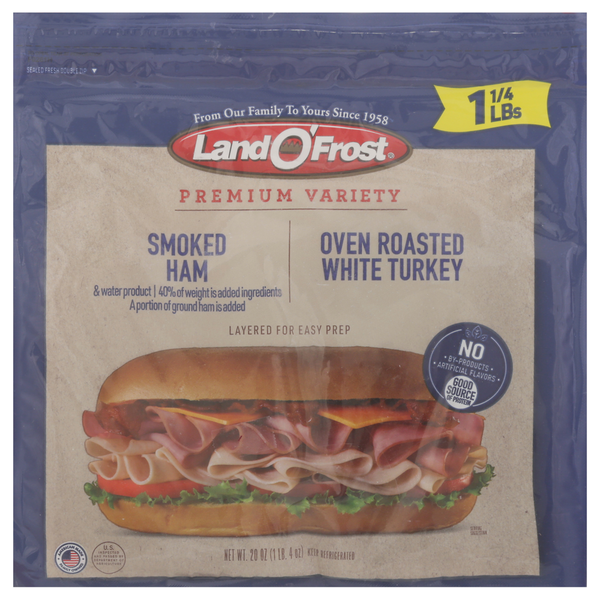 Packaged Lunch Meat Land O’Frost Sub Sandwich Kit, Classic Ham & Turkey, Premium, Vacuum Packed hero