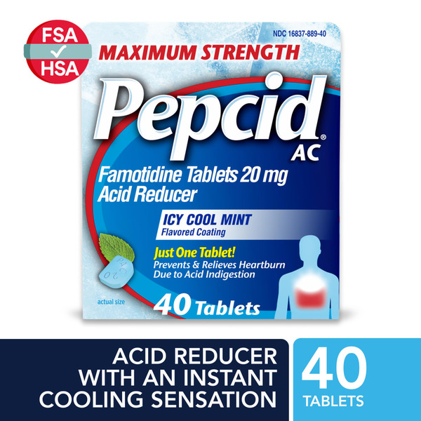 Pepcid AC Maximum Strength Heartburn Tablets, Icy Cool Mint hero