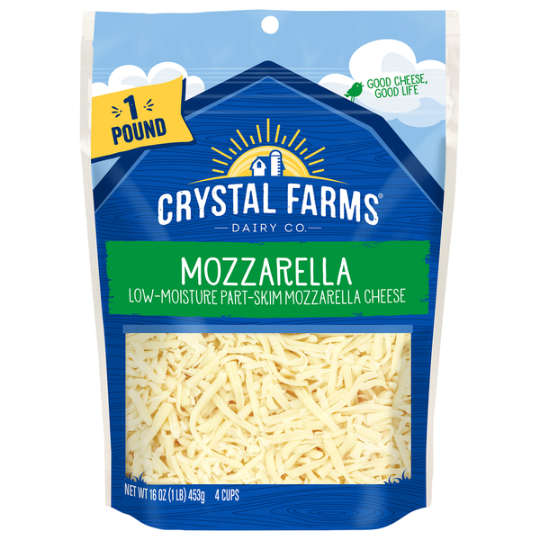 Packaged Cheese Crystal Farms Cheese, Part-Skim, Low-Moisture, Mozzarella hero