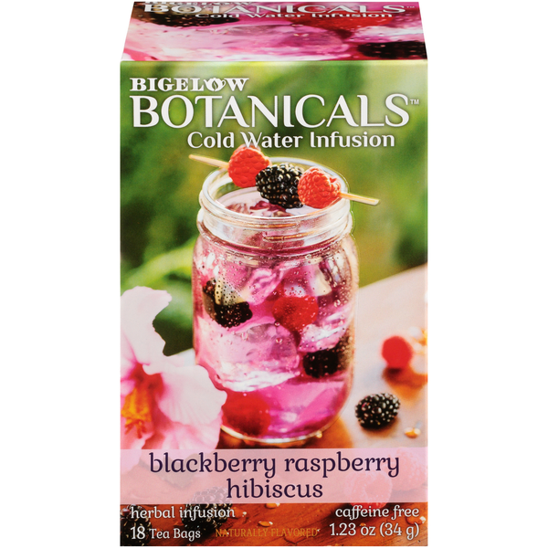 Tea Bigelow Cold Water Infusion Blackberry Raspberry Hibiscus Herbal Tea Bags hero