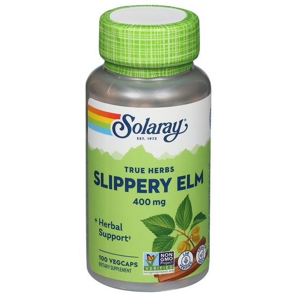 Digestive Aids/Enzymes/Cleanses Solaray Slippery Elm, True Herbs, 400 mg, Vegcaps hero