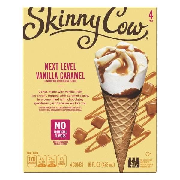 Ice Cream & Toppings Skinny Cow Next Level Vanilla Caramel Ice Cream Cones hero